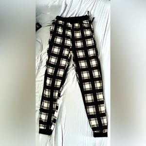 pajama pants, fake drawstrings, fuzzy